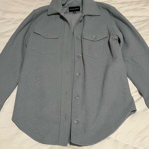 Light Blue Button-Up Shirt Jacket